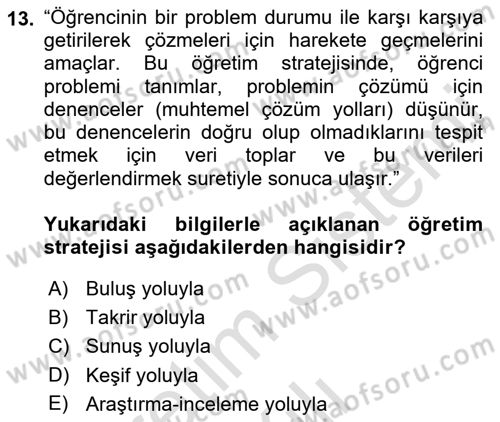 Din Eğitimi ve Din Hizmetlerinde Rehberlik Dersi 2021 - 2022 Yılı (Vize) Ara Sınav Soruları 13. Soru