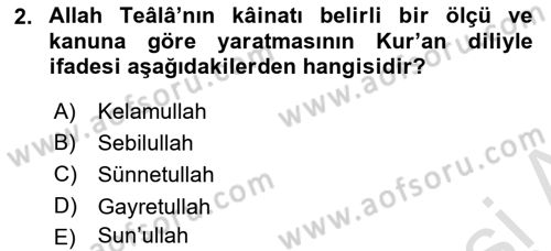 Din Eğitimi ve Din Hizmetlerinde Rehberlik Dersi 2021 - 2022 Yılı (Vize) Ara Sınav Soruları 2. Soru
