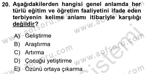 Din Eğitimi ve Din Hizmetlerinde Rehberlik Dersi 2021 - 2022 Yılı (Vize) Ara Sınav Soruları 20. Soru