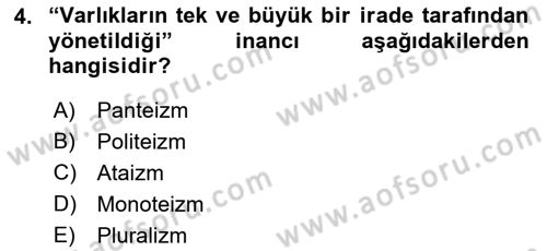 Din Eğitimi ve Din Hizmetlerinde Rehberlik Dersi 2021 - 2022 Yılı (Vize) Ara Sınav Soruları 4. Soru
