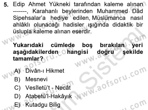 Din Eğitimi ve Din Hizmetlerinde Rehberlik Dersi 2021 - 2022 Yılı (Vize) Ara Sınav Soruları 5. Soru