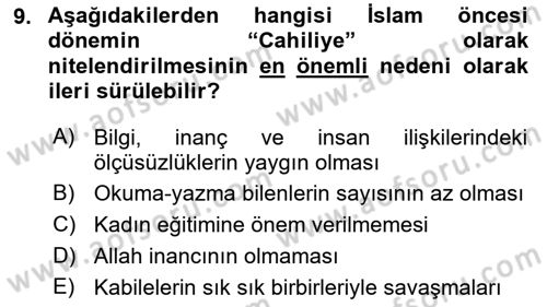 Din Eğitimi ve Din Hizmetlerinde Rehberlik Dersi 2021 - 2022 Yılı (Vize) Ara Sınav Soruları 9. Soru