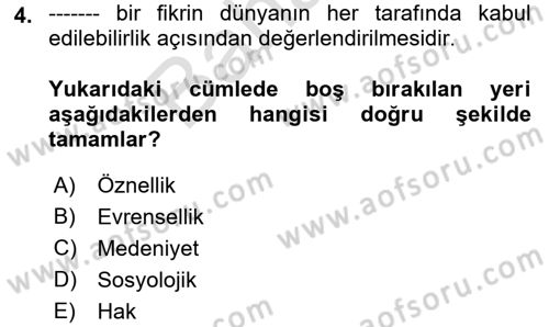 Din Eğitimi ve Din Hizmetlerinde Rehberlik Dersi 2021 - 2022 Yılı (Final) Dönem Sonu Sınav Soruları 4. Soru