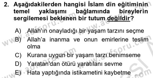 Din Eğitimi ve Din Hizmetlerinde Rehberlik Dersi 2021 - 2022 Yılı Yaz Okulu Sınav Soruları 2. Soru