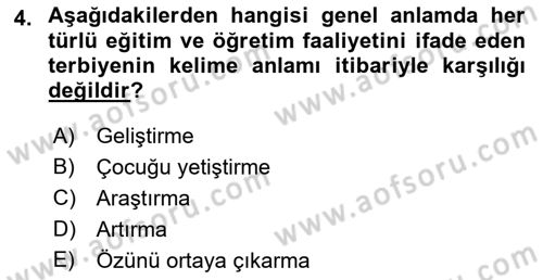 Din Eğitimi ve Din Hizmetlerinde Rehberlik Dersi 2021 - 2022 Yılı Yaz Okulu Sınav Soruları 4. Soru