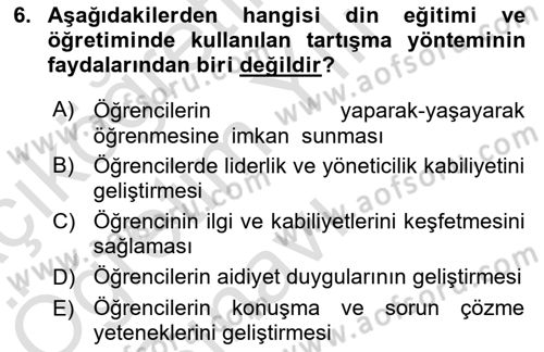 Din Eğitimi ve Din Hizmetlerinde Rehberlik Dersi 2021 - 2022 Yılı Yaz Okulu Sınav Soruları 6. Soru