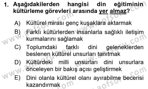 Din Eğitimi ve Din Hizmetlerinde Rehberlik Dersi 2022 - 2023 Yılı Yaz Okulu Sınav Soruları 1. Soru
