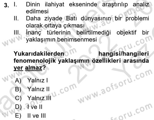 Din Eğitimi ve Din Hizmetlerinde Rehberlik Dersi 2022 - 2023 Yılı Yaz Okulu Sınav Soruları 3. Soru