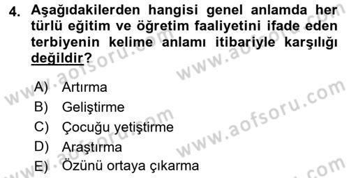Din Eğitimi ve Din Hizmetlerinde Rehberlik Dersi 2022 - 2023 Yılı Yaz Okulu Sınav Soruları 4. Soru