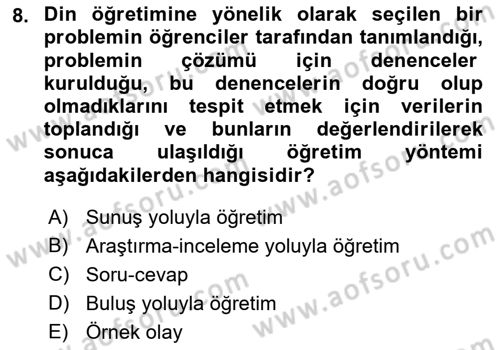 Din Eğitimi ve Din Hizmetlerinde Rehberlik Dersi 2022 - 2023 Yılı Yaz Okulu Sınav Soruları 8. Soru