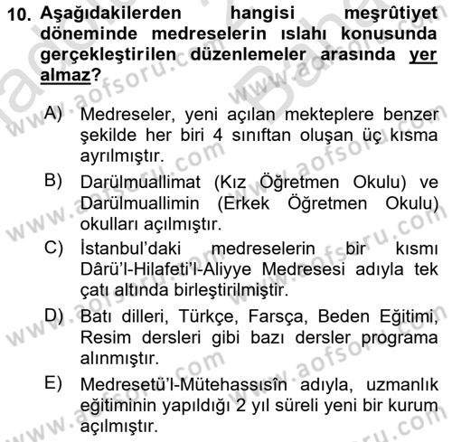 Din Eğitimi ve Din Hizmetlerinde Rehberlik Dersi 2023 - 2024 Yılı (Vize) Ara Sınavı 10. Soru