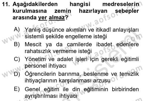 Din Eğitimi ve Din Hizmetlerinde Rehberlik Dersi 2023 - 2024 Yılı (Vize) Ara Sınavı 11. Soru