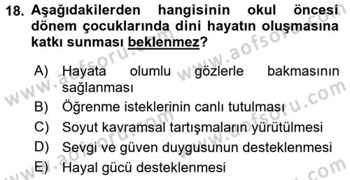 Din Eğitimi ve Din Hizmetlerinde Rehberlik Dersi 2023 - 2024 Yılı (Vize) Ara Sınavı 18. Soru