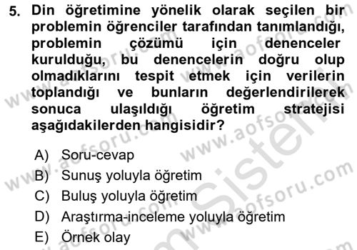 Din Eğitimi ve Din Hizmetlerinde Rehberlik Dersi 2023 - 2024 Yılı (Final) Dönem Sonu Sınav Soruları 5. Soru