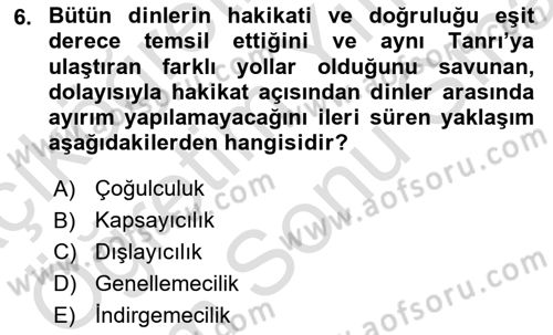 Din Eğitimi ve Din Hizmetlerinde Rehberlik Dersi 2023 - 2024 Yılı (Final) Dönem Sonu Sınav Soruları 6. Soru