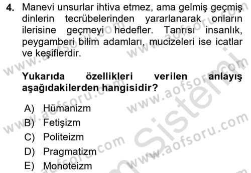 Din Eğitimi ve Din Hizmetlerinde Rehberlik Dersi 2023 - 2024 Yılı Yaz Okulu Sınav Soruları 4. Soru