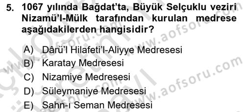 Din Eğitimi ve Din Hizmetlerinde Rehberlik Dersi 2023 - 2024 Yılı Yaz Okulu Sınav Soruları 5. Soru