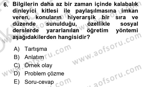 Din Eğitimi ve Din Hizmetlerinde Rehberlik Dersi 2023 - 2024 Yılı Yaz Okulu Sınav Soruları 6. Soru