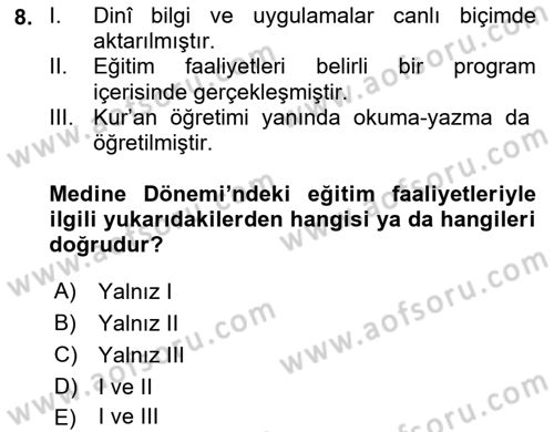 Din Eğitimi ve Din Hizmetlerinde Rehberlik Dersi 2023 - 2024 Yılı Yaz Okulu Sınav Soruları 8. Soru
