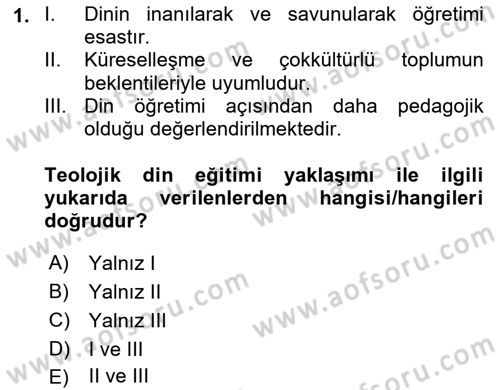 Din Eğitimi ve Din Hizmetlerinde Rehberlik Dersi 2024 - 2025 Yılı (Vize) Ara Sınav Soruları 1. Soru