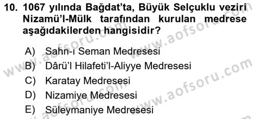 Din Eğitimi ve Din Hizmetlerinde Rehberlik Dersi 2024 - 2025 Yılı (Vize) Ara Sınav Soruları 10. Soru