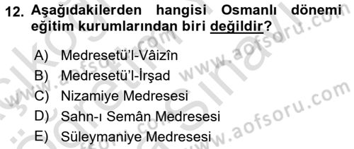 Din Eğitimi ve Din Hizmetlerinde Rehberlik Dersi 2024 - 2025 Yılı (Vize) Ara Sınav Soruları 12. Soru