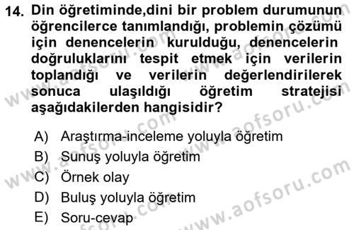 Din Eğitimi ve Din Hizmetlerinde Rehberlik Dersi 2024 - 2025 Yılı (Vize) Ara Sınav Soruları 14. Soru