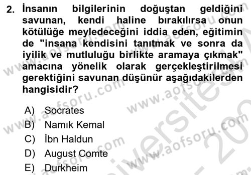 Din Eğitimi ve Din Hizmetlerinde Rehberlik Dersi 2024 - 2025 Yılı (Vize) Ara Sınav Soruları 2. Soru