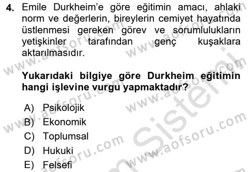 Din Eğitimi ve Din Hizmetlerinde Rehberlik Dersi 2024 - 2025 Yılı (Vize) Ara Sınav Soruları 4. Soru