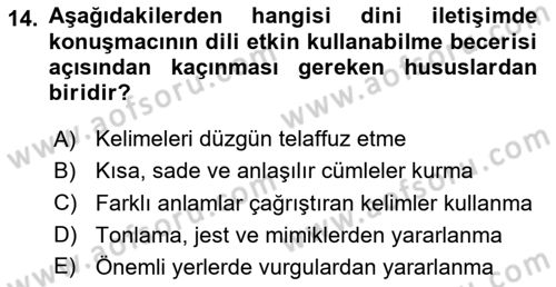 Din Eğitimi ve Din Hizmetlerinde Rehberlik Dersi 2024 - 2025 Yılı (Final) Dönem Sonu Sınav Soruları 14. Soru