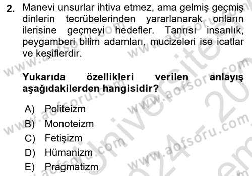 Din Eğitimi ve Din Hizmetlerinde Rehberlik Dersi 2024 - 2025 Yılı (Final) Dönem Sonu Sınav Soruları 2. Soru