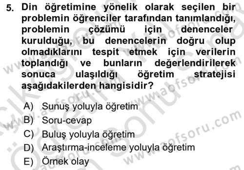 Din Eğitimi ve Din Hizmetlerinde Rehberlik Dersi 2024 - 2025 Yılı (Final) Dönem Sonu Sınav Soruları 5. Soru