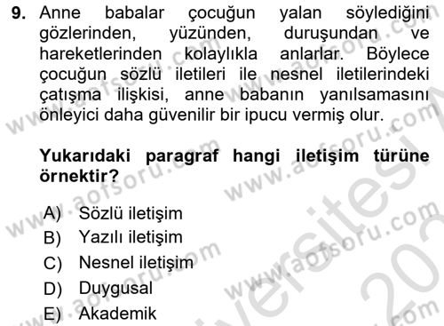 Din Eğitimi ve Din Hizmetlerinde Rehberlik Dersi 2024 - 2025 Yılı (Final) Dönem Sonu Sınav Soruları 9. Soru