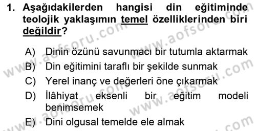 Din Eğitimi ve Din Hizmetlerinde Rehberlik Dersi 2024 - 2025 Yılı Yaz Okulu Sınav Soruları 1. Soru