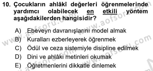 Din Eğitimi ve Din Hizmetlerinde Rehberlik Dersi 2024 - 2025 Yılı Yaz Okulu Sınav Soruları 10. Soru
