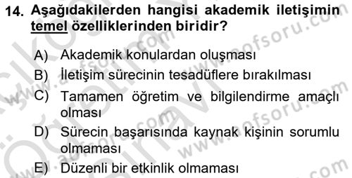 Din Eğitimi ve Din Hizmetlerinde Rehberlik Dersi 2024 - 2025 Yılı Yaz Okulu Sınav Soruları 14. Soru