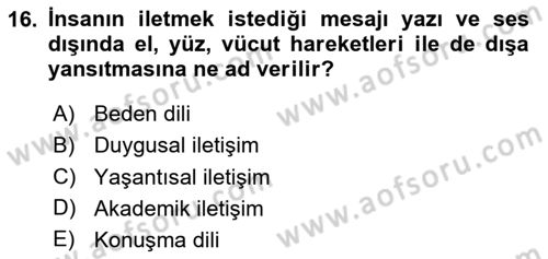 Din Eğitimi ve Din Hizmetlerinde Rehberlik Dersi 2024 - 2025 Yılı Yaz Okulu Sınav Soruları 16. Soru