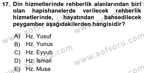 Din Eğitimi ve Din Hizmetlerinde Rehberlik Dersi 2024 - 2025 Yılı Yaz Okulu Sınav Soruları 17. Soru