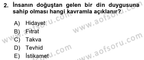 Din Eğitimi ve Din Hizmetlerinde Rehberlik Dersi 2024 - 2025 Yılı Yaz Okulu Sınav Soruları 2. Soru