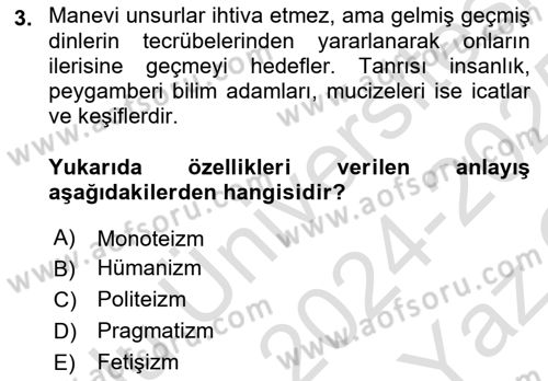 Din Eğitimi ve Din Hizmetlerinde Rehberlik Dersi 2024 - 2025 Yılı Yaz Okulu Sınav Soruları 3. Soru