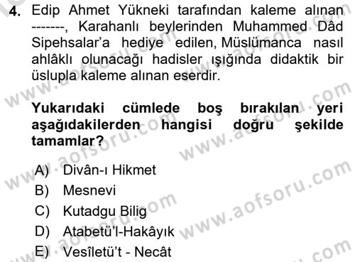Din Eğitimi ve Din Hizmetlerinde Rehberlik Dersi 2024 - 2025 Yılı Yaz Okulu Sınav Soruları 4. Soru