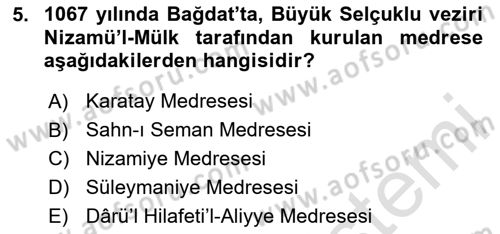 Din Eğitimi ve Din Hizmetlerinde Rehberlik Dersi 2024 - 2025 Yılı Yaz Okulu Sınav Soruları 5. Soru