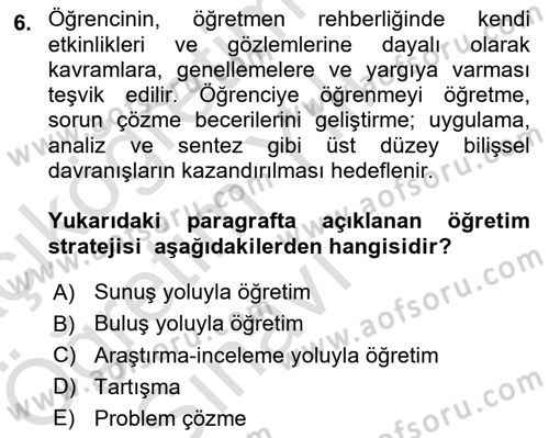 Din Eğitimi ve Din Hizmetlerinde Rehberlik Dersi 2024 - 2025 Yılı Yaz Okulu Sınav Soruları 6. Soru