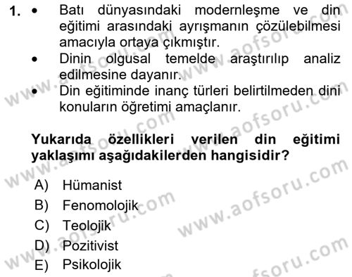 Din Eğitimi ve Din Hizmetlerinde Rehberlik Dersi 2025 - 2026 Yılı (Vize) Ara Sınav Soruları 1. Soru