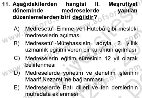 Din Eğitimi ve Din Hizmetlerinde Rehberlik Dersi 2025 - 2026 Yılı (Vize) Ara Sınav Soruları 11. Soru