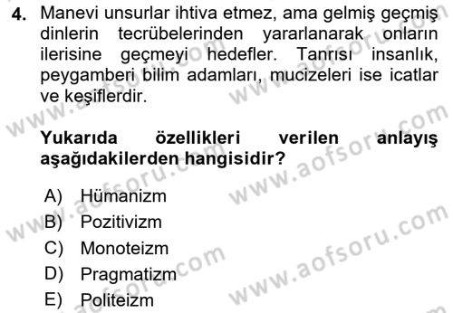 Din Eğitimi ve Din Hizmetlerinde Rehberlik Dersi 2025 - 2026 Yılı (Vize) Ara Sınav Soruları 4. Soru