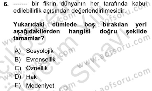 Din Eğitimi ve Din Hizmetlerinde Rehberlik Dersi 2025 - 2026 Yılı (Vize) Ara Sınav Soruları 6. Soru