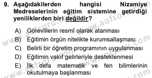 Din Eğitimi ve Din Hizmetlerinde Rehberlik Dersi 2025 - 2026 Yılı (Vize) Ara Sınav Soruları 9. Soru
