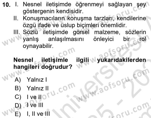 Din Eğitimi ve Din Hizmetlerinde Rehberlik Dersi 2025 - 2026 Yılı (Final) Dönem Sonu Sınav Soruları 10. Soru