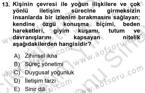 Din Eğitimi ve Din Hizmetlerinde Rehberlik Dersi 2025 - 2026 Yılı (Final) Dönem Sonu Sınav Soruları 13. Soru